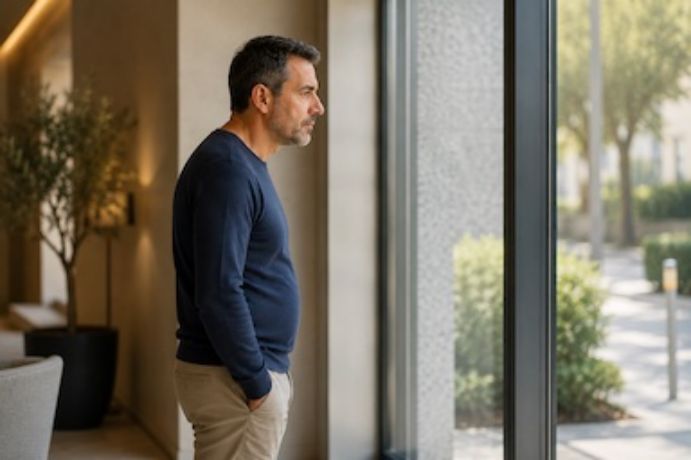 Homme présentant une posture affaissée